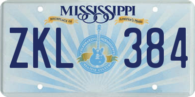 MS license plate ZKL384