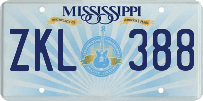 MS license plate ZKL388