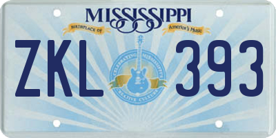 MS license plate ZKL393