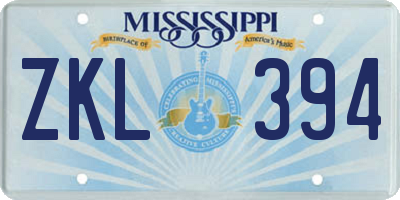MS license plate ZKL394