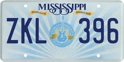 MS license plate ZKL396