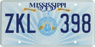 MS license plate ZKL398