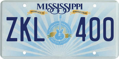 MS license plate ZKL400