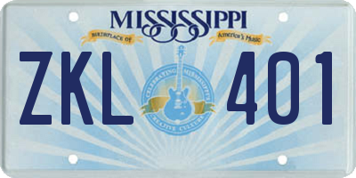 MS license plate ZKL401
