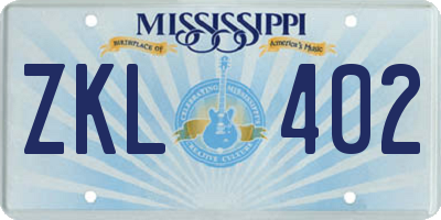 MS license plate ZKL402