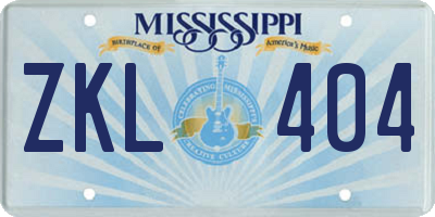 MS license plate ZKL404