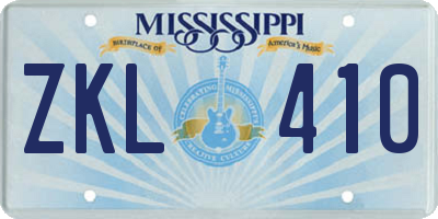 MS license plate ZKL410