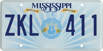 MS license plate ZKL411