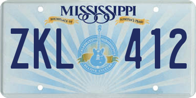 MS license plate ZKL412