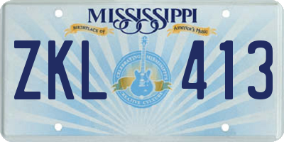 MS license plate ZKL413