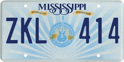 MS license plate ZKL414