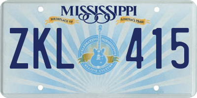 MS license plate ZKL415