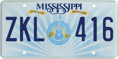 MS license plate ZKL416