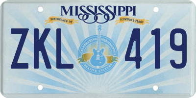 MS license plate ZKL419