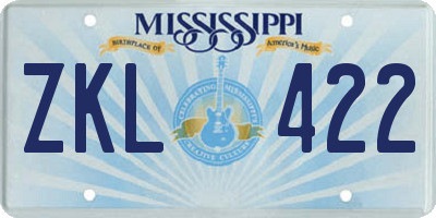 MS license plate ZKL422