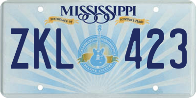 MS license plate ZKL423