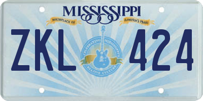 MS license plate ZKL424