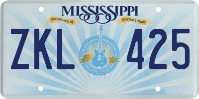 MS license plate ZKL425
