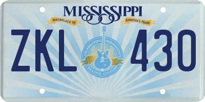 MS license plate ZKL430