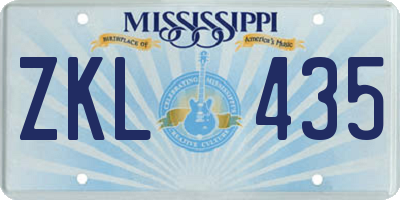 MS license plate ZKL435