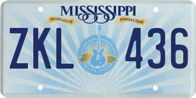 MS license plate ZKL436
