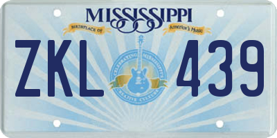 MS license plate ZKL439