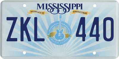 MS license plate ZKL440