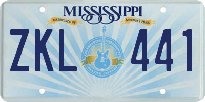 MS license plate ZKL441
