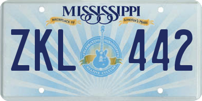 MS license plate ZKL442
