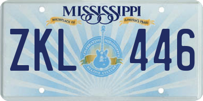 MS license plate ZKL446
