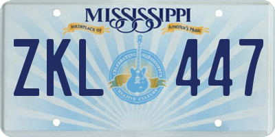 MS license plate ZKL447