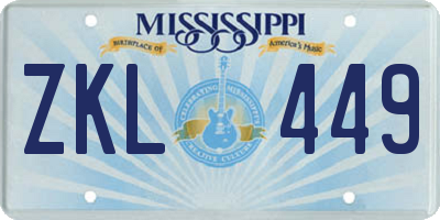 MS license plate ZKL449