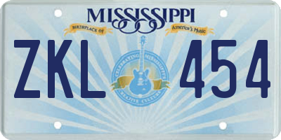 MS license plate ZKL454