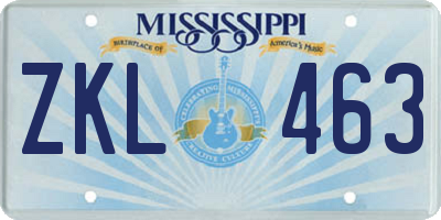 MS license plate ZKL463