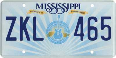 MS license plate ZKL465