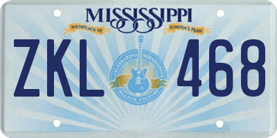 MS license plate ZKL468