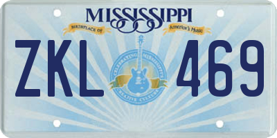 MS license plate ZKL469