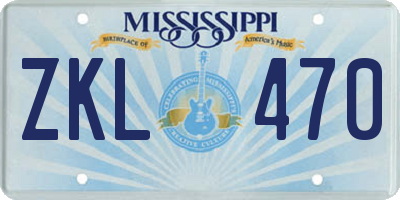 MS license plate ZKL470
