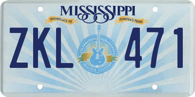 MS license plate ZKL471