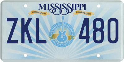 MS license plate ZKL480