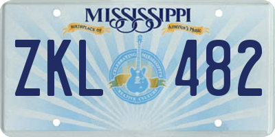 MS license plate ZKL482