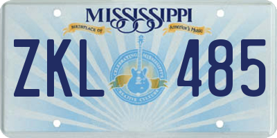 MS license plate ZKL485