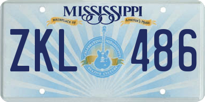 MS license plate ZKL486