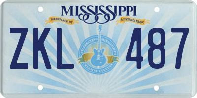 MS license plate ZKL487