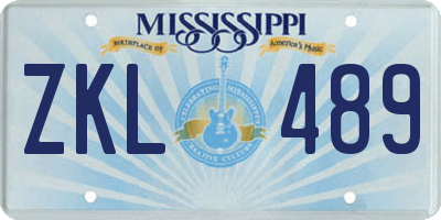MS license plate ZKL489