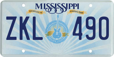 MS license plate ZKL490