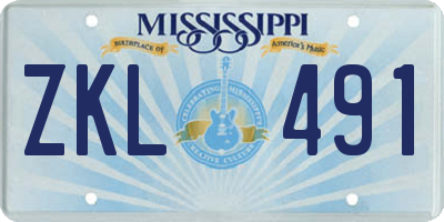 MS license plate ZKL491