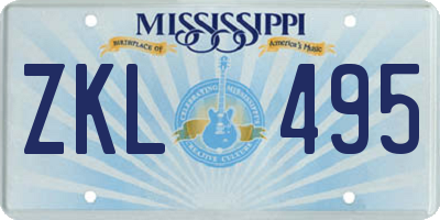 MS license plate ZKL495