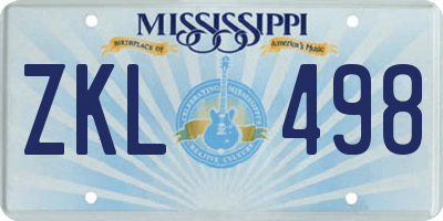 MS license plate ZKL498