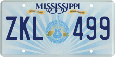 MS license plate ZKL499